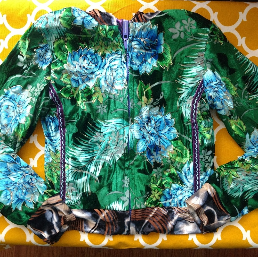 Custo Barcelona Size 4 Girls' Velvet & Silk Jacket
